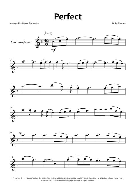 Perfect Arr Glauco Fernandes By Ed Sheeran Sheet Music For Alto Sax