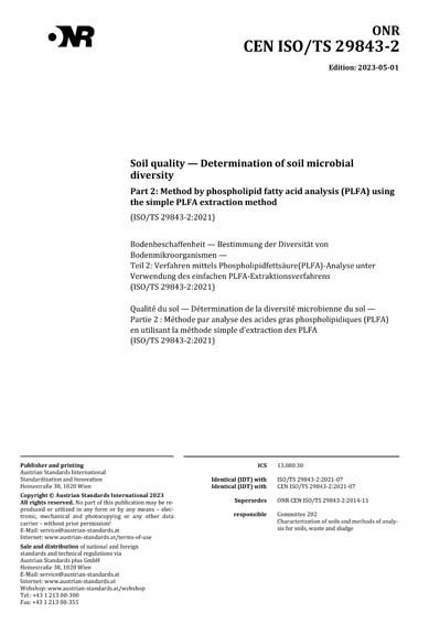 Onr Cen Iso Ts Soil Quality Determination Of Soil