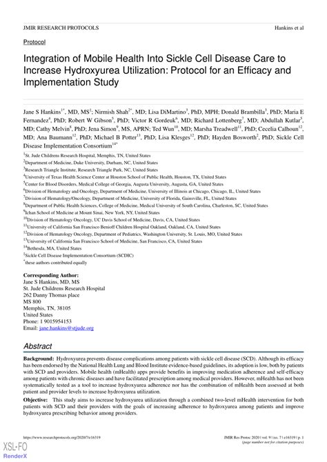 Pdf Integration Of Mhealth Into Sickle Cell Disease Care To Increase Hydroxyurea Utilization