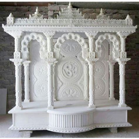 Sculpture White Indian Marble Temple Pooja Mandir For Home Decor Hand