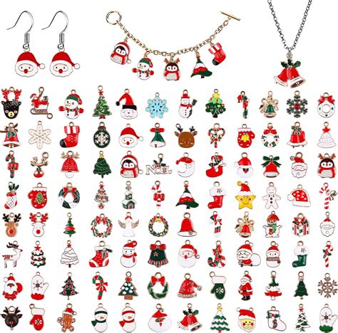 Kalolary Christmas Enamel Gold Charms For Jewelry Making Assorted Gold