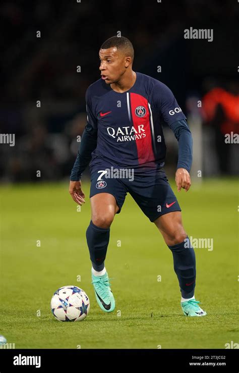 Psgs Kylian Mbappe During The Uefa Champions League Group F Match At Parc Des Princes In Paris