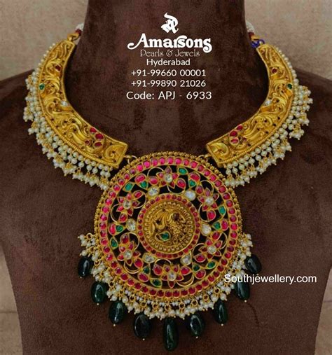 Antique Gold Nakshi Kante Necklace Indian Jewellery Designs