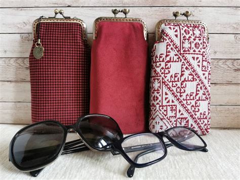 Eyeglass Case Kiss Lock Sunglass Case Fabric Vintage Style Etsy