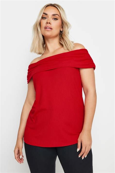 Yours Plus Size Red Bardot Top Yours Clothing