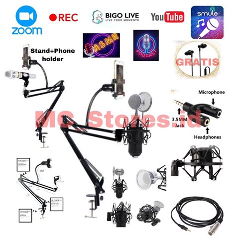 Jual Paket Mic Recording Microphone Condenser Bm Podcast Minimalis