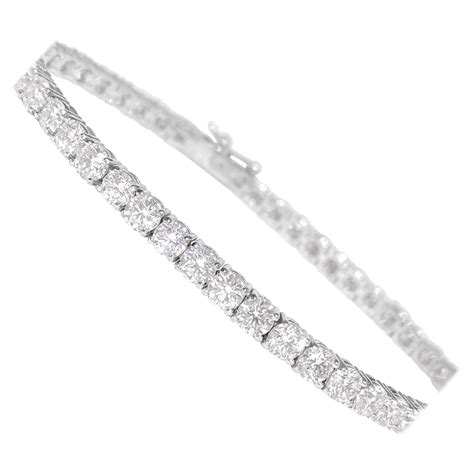 10 Carat White Diamond And White Gold Tennis Bracelet For Sale Free