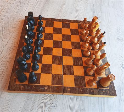 Wooden Chess Set Vintage King 10 Cm 1960s 1970s Soviet C Inspire