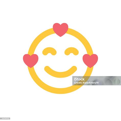 Ikon Senyum Wajah Bahagia Jatuh Cinta Emoji Tersenyum Stiker Kuning