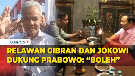 Respons Singkat Ganjar Relawan Gibran Dan Jokowi Dukung Prabowo