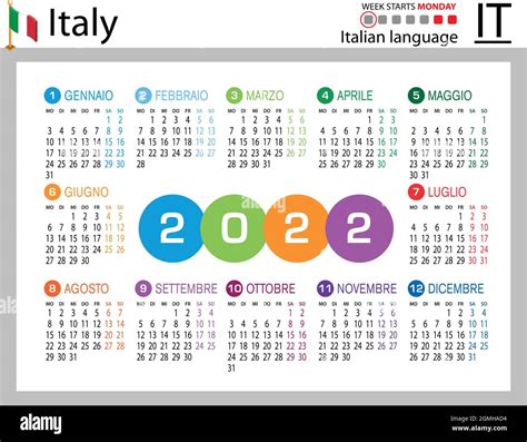 Calendario Vettoriale 2022 Italiano Immagini E Fotografie Stock Ad Alta