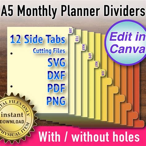 Monthly Tab Dividers And Binder Etsy