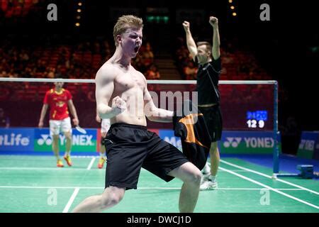 Kim Astrup And Anders Skaarup Rasmussen Of Denmark Return A Shot To Li