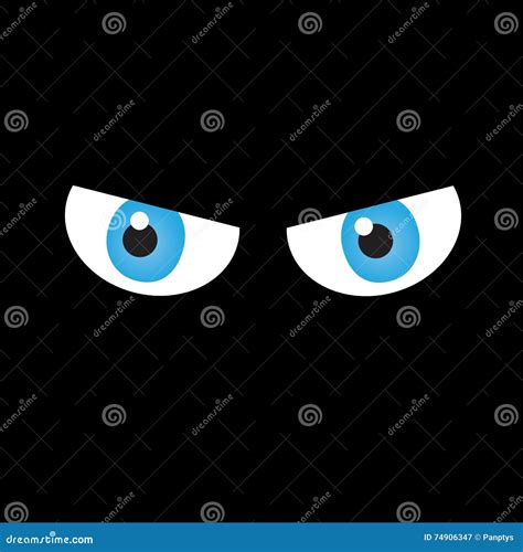 Angry Eyes On Black Background Cartoon Vector