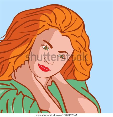 Beautiful Girl Red Hair Vector Illustration Stock Vector Royalty Free