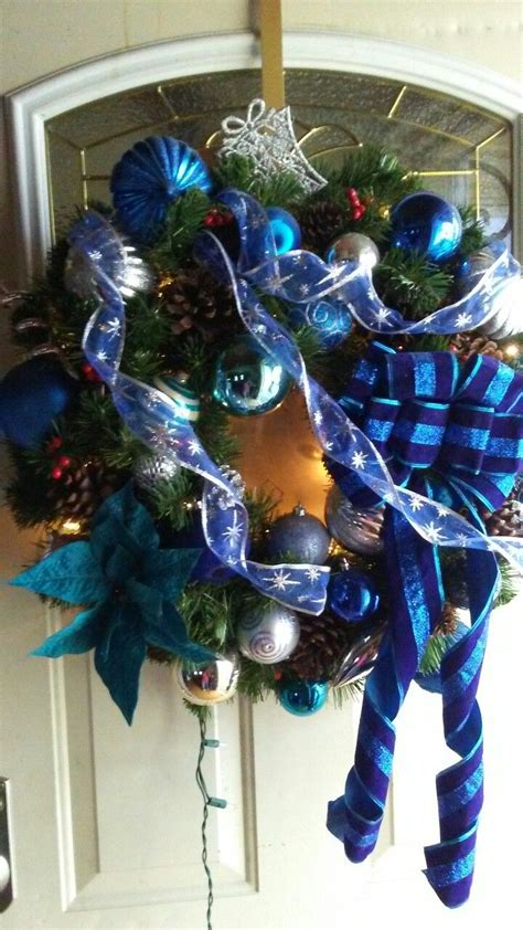 blue christmas wreath | Christmas wreaths, Blue wreath, Blue christmas