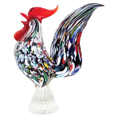 Vintage Murano Rooster Hand Blown Glass Venetian Rooster Italian