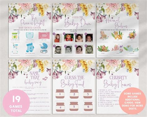 Editable Wildflower Baby Shower Games Bundle Baby In Bloom Floral Baby