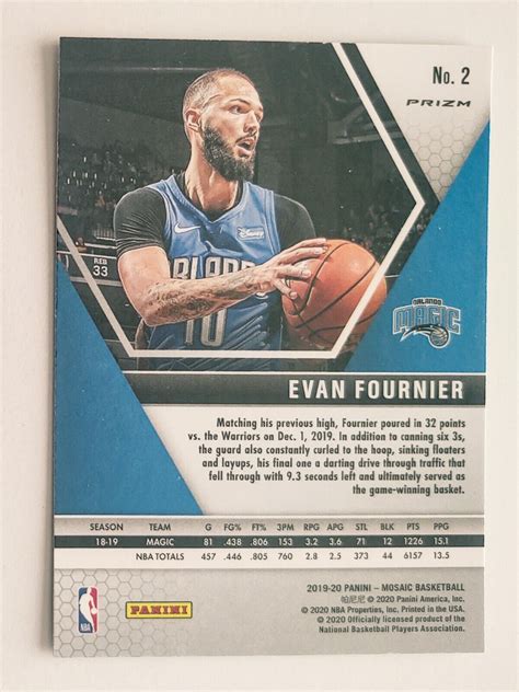 EVAN FOURNIER 2019 20 Panini Mosaic Silver Prizm 2 Orlando Magic EBay