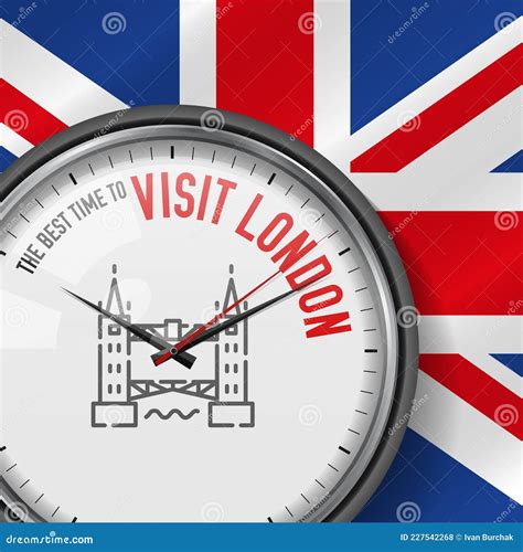 A Melhor Hora Para Visitar Londres Rel Gio Vetor Branco Slogan