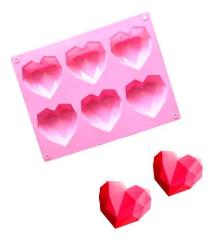 Molde Silicona Corazón Diamante X 6 Cocina Reposteria Nuevo