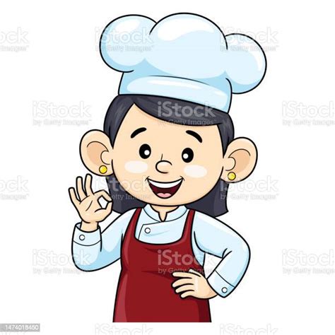 Chef Woman Gesturing Ok Sign Stock Illustration Download Image Now