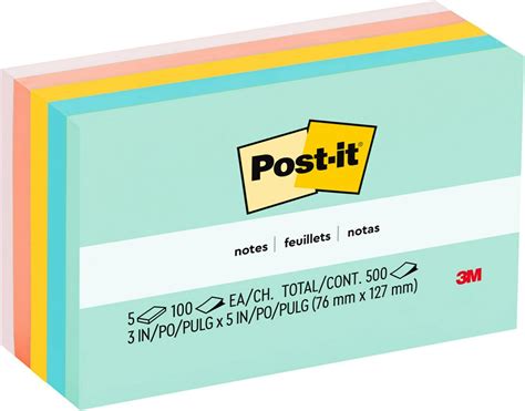 Post It Notes 7 6 X 12 7 Cm Couleurs Pastel Assorties 5 Blocs Paquet