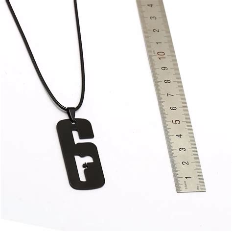 Hot Game Tom Clancys Rainbow 6 Siege Necklace 6 Logo Black Pendant Necklace Men Jewelry New