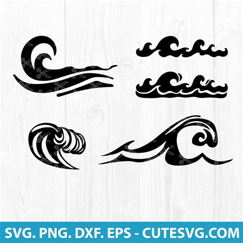 Wave SVG Cut File Ocean Wave SVG Surf Wave SVG Bundle PNG DXF