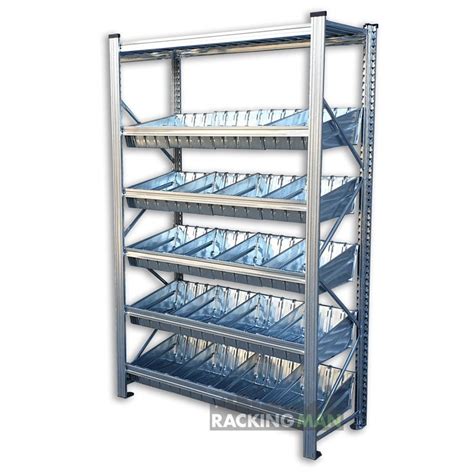 Longspan Galvanised Shelving With 5 Modular Bin Levels