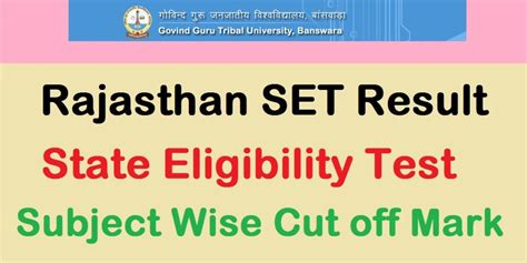 Rajasthan Set Result Ggtu Ac In Set Cut Off Marks Merit List