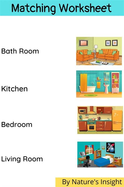 House Room Matching Worksheet In 2024 English Lessons For Kids
