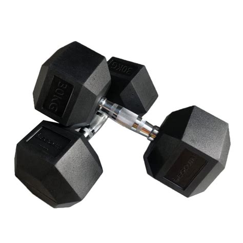 30kg X 2 Hex Rubber Coat Iron Dumbell Strength Weight Training