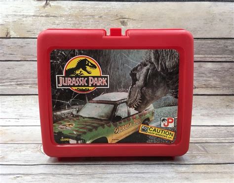 Vintage Thermos Brand Jurassic Park Lunch Box Paperwork Red Jp Vintage Thermos Jurassic Park