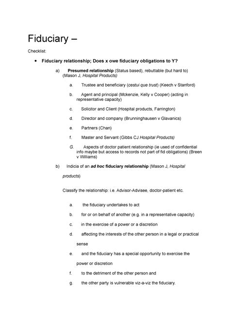 Eq Ms Notes Content Assessable At The Mid Sem Exam Fiduciary