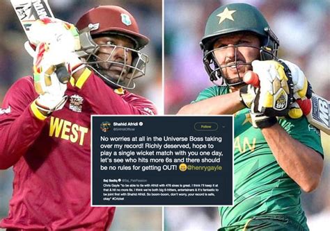 Shahid Afridi Challenges Chris Gayle For A One On One Six Hitting Contest Cricpur