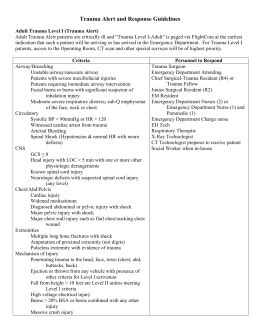 Trauma Team Activation Criteria