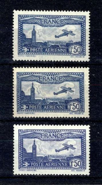 FRANCE TIMBRE POSTE AERIENNE 6 6a 6b BLEU OUTREMER VIF NEUFS Xx