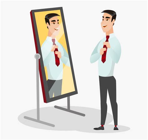 Man Looking In Mirror Illistration Cartoon Looking In Mirror Hd Png Download Kindpng