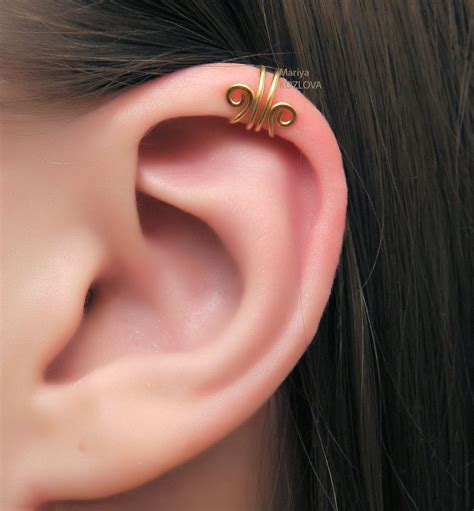 Gold Scroll Swirls Helix Ear Cuff Cartilage Ear Cuff Piercing Etsy