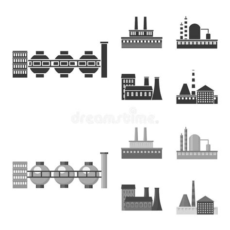 Industry Production Factory Set Collection Icons In Black Monochrom