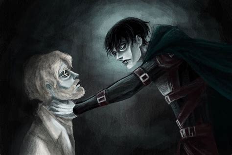a painting of two people facing each other with one holding the other's ...