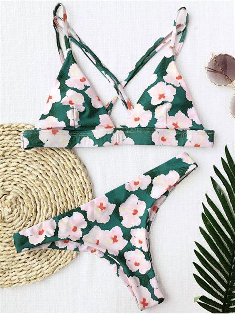 Floral Padded Cross Back Bikini Floral Bikinis S Zaful