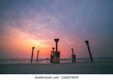 Colorful Beach Sunset View Kozhikode Beach Stock Photo 2106574919 ...