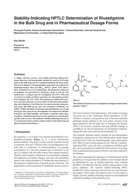 (PDF) Stability-indicating HPTLC determination of rivastigmine in the ...