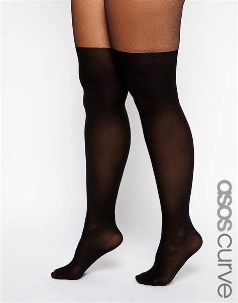 Asos Curve Mock Over The Knee Tights With Support At Asos