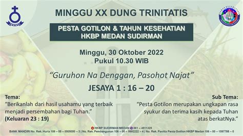 Parmingguon Minggu XX Dung Trinitatis Pesta Gotilon HKBP Medan