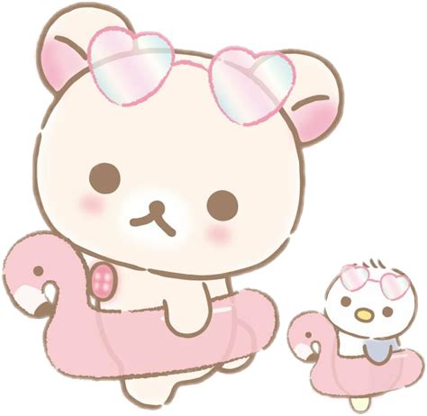Rilakkuma Korilakkuma Pink Pastel Cute Heart Korilakkuma Transparent