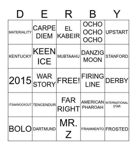 Kentucky Derby Bingo Card