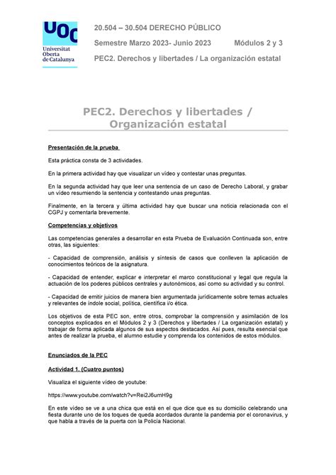 Enunciado Pec Derecho P Blico Semestre Marzo Junio